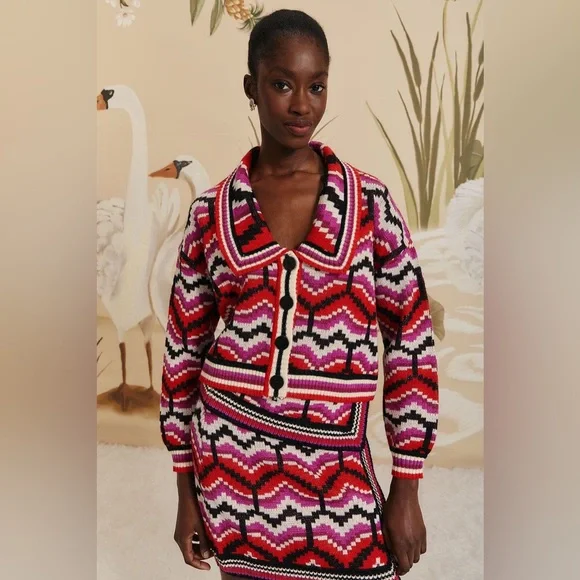 FARM RIO Multicolor Ombre Heart Knit Mini Skirt - Picture 2 of 3